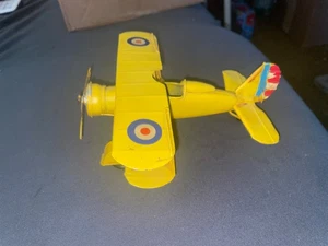 Réplica de biplano británico de metal Primus de colección - modelo biplano amarillo estilo RAF - Imagen 1 de 5