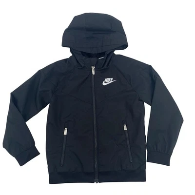 Nike Size 4T Windrunner Jacket Black Fil Zip Hooded Windbreaker - Image 1 of 4