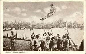 Vintage Military Postcard DoughBoys Blanket Court Martial By Army YMCA Humor - Picture 1 of 3