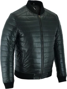 Men's Leather Bomber Jacket Mens Leather Jacket Motorcycle Jacket For Men - Picture 1 of 18