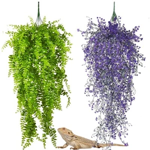 2 Pack Reptile Plants Terrarium Hanging Fake Vines with Suction Cup Artificia... - Picture 1 of 7