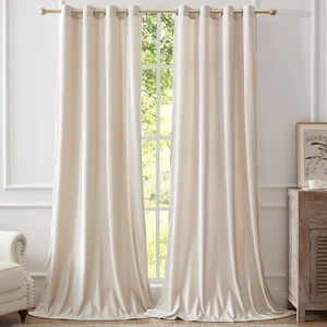 Creme Vorhänge 84 Zoll Länge - 2er Set Wohnzimmer Elfenbein Samt Verdunkelung Win... - Bild 1 von 7
