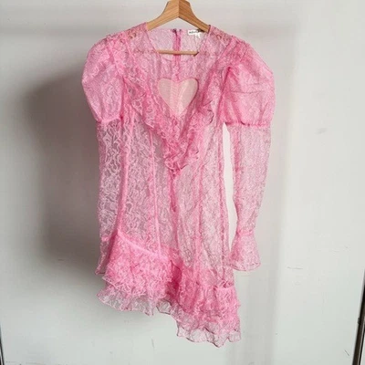 NWT Pink For Love And Lemons Delicate Blossom Lace Mini Dress Foto 1 de 4
