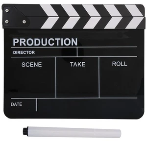 Acrylic Director Scene Clapperboard TV Movie Action Board Film Cut Prop With CB - Bild 1 von 9