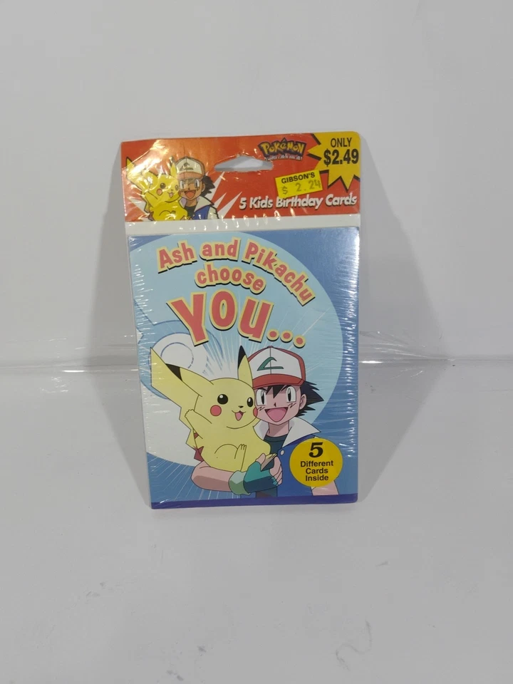 Pokemon Gotta Catch'em All Pikachu Ash Choose You Kids Birthday Cards 1998