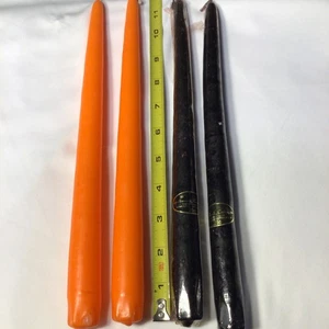 2 neue schwarze & 2 unbenutzte orange 11" Punze konische Kerzen - Halloween - Bild 1 von 4