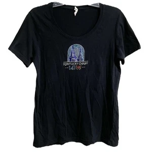Kentucky Derby Womens Bedazzled Bling Tee Large Black Churchill Downs 141 2015 - Picture 1 of 4