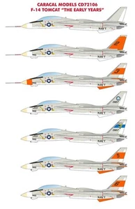 Calcomanía Caracal Modelos 1/72 CD72106 - F-14 Tomcat Los primeros años para moldes finos - Imagen 1 de 3