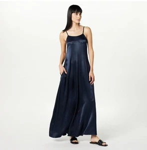 Vestido sin Mangas Largo The Drop Satén Con Bolsillos Medio Cielo Capitán Azul - Imagen 1 de 11