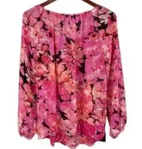 Cabi Bluse Damen rosa Blumen Chiffon transparent lange Ballonärmel S - Bild 1 von 6