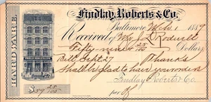 Set di 2 ANTICHE RICEVUTE DEL XIX secolo: Findlay Roberts & Co., Darby & Co. - Foto 1 di 4