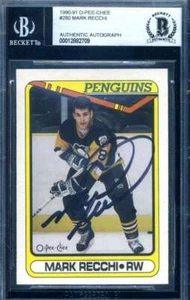 Mark Recchi Beckett BAS Signed 1990-91 O-Pee-Chee Rookie Autograph - Picture 1 of 1