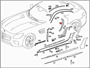 Genuine MERCEDES C190 R190 AMG GT / S C190 Cover b-pillar 1906910100 - Picture 1 of 1