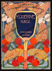 orig Farblitho Elli Hirsch Tennis Blumen Blüten Jugendstil Ornamentik Sport 1899 - Bild 1 von 1