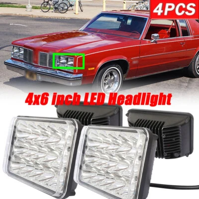 Светодиодные прожекторные фары H4651 4 шт 4x6 дюймов для O-ldsmobile Delta 88 1977-1991 - Изображение 1 из 4