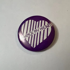 Change My Heart 2" Button Pin Pinback Vintage 1970s Purple & White - Picture 1 of 3