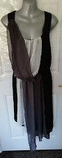 Evans Ladies Size 24 Black White Grey Chiffon Drape Dress Lined NEW