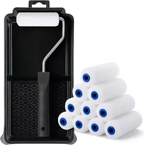 Paint Tray Set, 1x 4 Inch Paint Roller Tray, 10x Plastic Liners, 1x Roller Frame - Picture 1 of 8