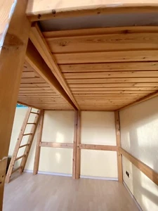 Doppelhochbett massiv Kiefer inklusive Matrazen zu verkaufen - Bild 1 von 4