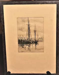 Vintage Fischschoner Blockdruck?? gerahmt - Bild 1 von 4