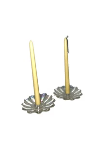 *Vintage Taper Candle Holders Iridescent Federal Glass Pair 5" - Picture 1 of 9