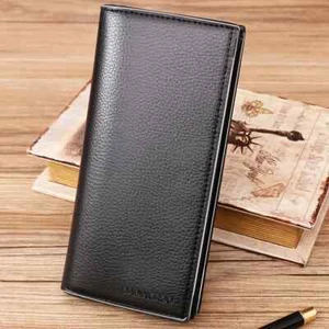 Men's Leather Wallet - Long, Large Capacity, Zipper Closure, Card Holder - Picture 1 of 6