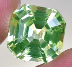 8.50 Ct Natural Green Peridot Emerald Shape VVS Pak Gemstone AGL Certified - Picture 1 of 8