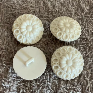 4 Pretty White Lacy Design Plastic Buttons 3/4", Square Self Shank (More Avail) - Picture 1 of 2