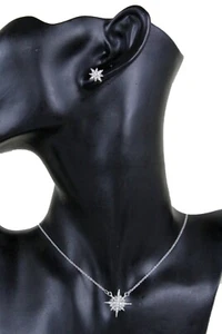Mujeres Plata Metal Moda Joyería Collar Bling Star Elegante Charm Pendant Set - Imagen 1 de 12