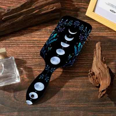 Cepillo de pelo con paleta grande cojín de aire duradero ABS mango de plástico negro fases lunares Foto 1 de 3