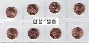 2009-P&D Lincoln Cent Set 8 monete {BU} lotto #7 - Foto 1 di 2