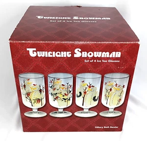 Mary Beth Baxter 4 Fuß Gläser 16 Unzen Dämmerung Schneemann Parfait Eisbecher OVP - Bild 1 von 17