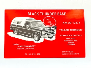 Vintage QSL Card Ham CB Amateur Radio Black Thunder Base Lady Louise Clarence - Picture 1 of 2
