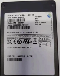 SAMSUNG 3.84TB SSD PM1633A SAS MZ1LS3T8HMLH-000C3 MZ-1LS3T8N Solid State Drive - Picture 1 of 2