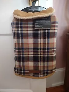 NWT Eddie Bauer Pet Apparel / Jacket Black And Tan Multi-Color Plaid Size Medium - Picture 1 of 18