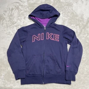 Nike Hoodie Youth Medium Purple Full Zip Block Spell Out Logo Sweatshirt 517887 - Picture 1 of 9