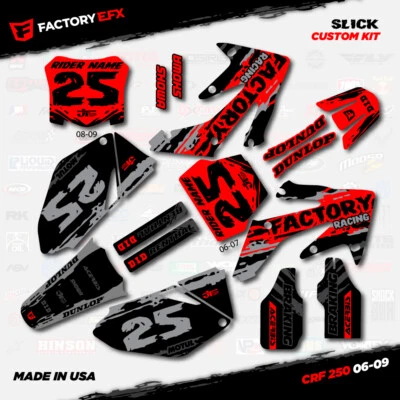 Kit de gráficos de carreras lisos gris y rojo para Honda CRF250R 06-09 Crf 250 Crf250 Foto 1 de 3