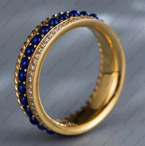 Lapis Eternity Ring gedreht ,925 Sterling Silber vergoldet Geschenk zur Hochzeit - Bild 1 von 5