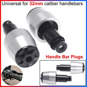 2X 32mm Universal Racing Motorcycle Handle Bar Grip End Plug Cap Aluminum Silver - Foto 1 di 9