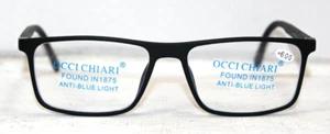 Occi Chiari Matte Black Square Frame Reading Glasses +6.00 Strength NWT - Picture 1 of 5