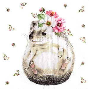 Papierservietten Igel und Blumen. Papierservietten Igel und Blumen - Bild 1 von 1