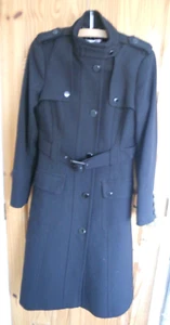 ABRIGO MIDI JASPER CONRAN NEGRO CINTURÓN CUELLO EMBUDO 12 - Imagen 1 de 3