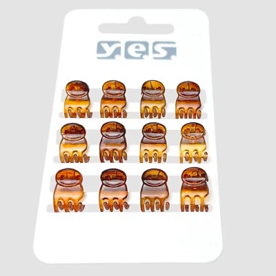 12 x mini Haarkrebse Haarklammern braun transparent ca. 1 cm x 1,3 cm SOLIDA