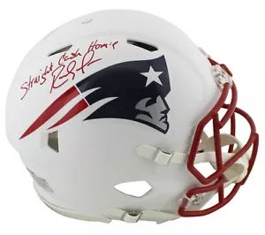 Patriots Randy Moss "SCH" Signed Flat White Proline F/S Speed Helmet BAS Witness - Picture 1 of 3