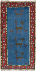 Gabbeh Teppich Orient Perser Rug Loribaft Blau Schurwolle Galerie Pflanzenfarben - Picture 1 of 1