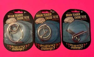 3 METAL BRAIN TEASER CASSE-TETE EN METAL Age 6+ Challenge Game NEW Set Of 3 Same - Picture 1 of 3