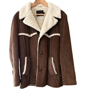Chaqueta Ranchera J.C. Penney Años 70 De Colección Pana Forrada Sherpa Talla Grande - Imagen 1 de 9