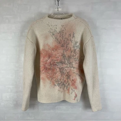 Suéter Pullover Casa Blanca Mercado Negro Rosa Beige Lentejuelas Abstractas Pequeño WHBM Foto 1 de 4