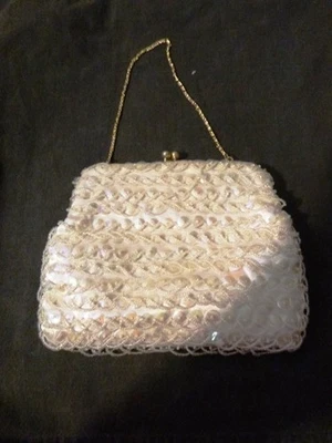 Vintage White Sequined Evening  Bag - Used - image 1 of 4