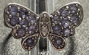 WOMENS TANZANITE BUTTERFLY RING SZ 9.5 925 SILVER - Picture 1 of 3